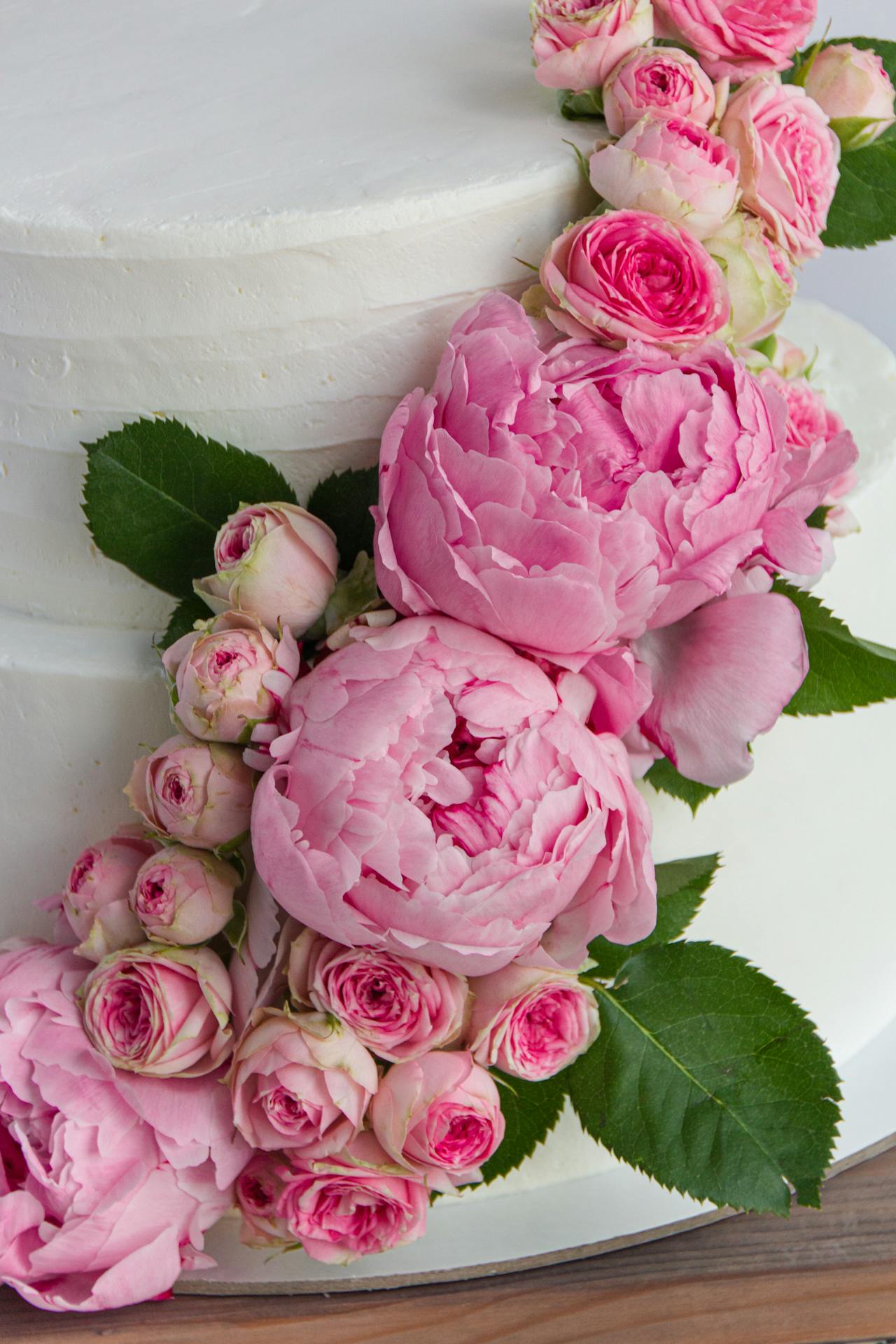 Close up of Pink Roses on Cake Close up of Pink Roses on Cake